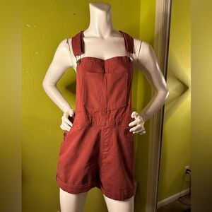 Rusty Red Short Overalls
